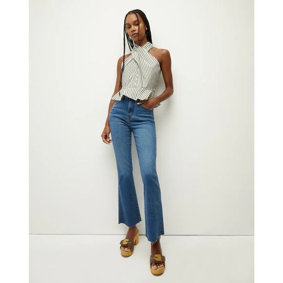 Veronica Beard Denim - Veronica Beard Jeans Womens 29 Carson Ankle Flare High Rise Stretch Raw Hem
